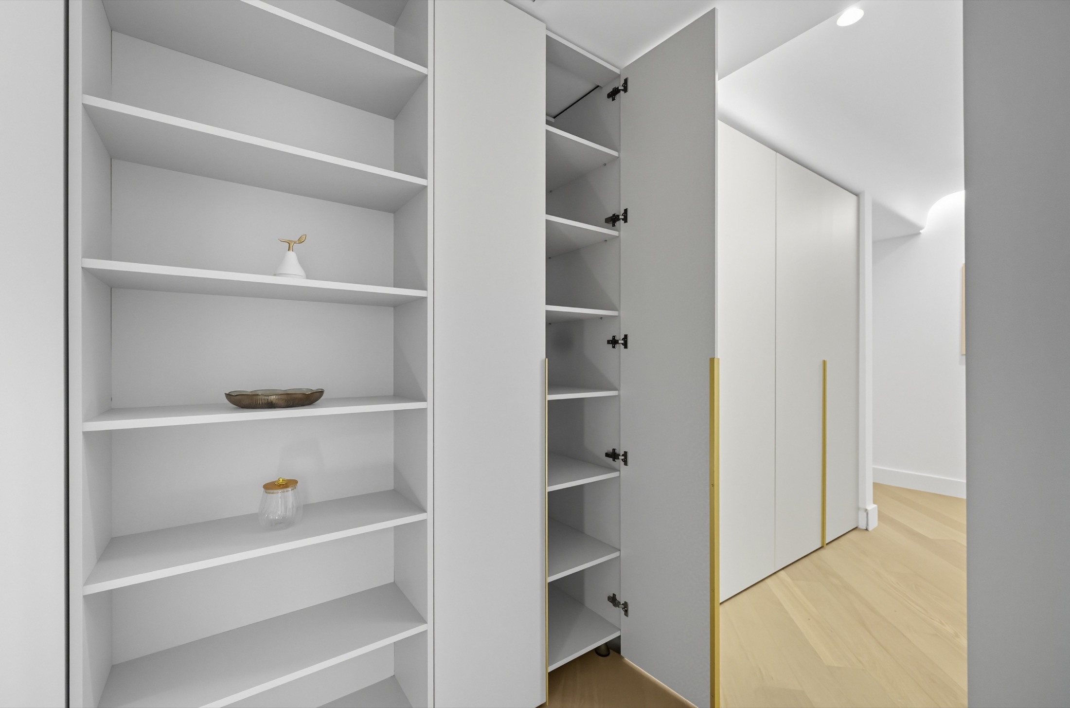 Built-in apartment storage and joinery detail